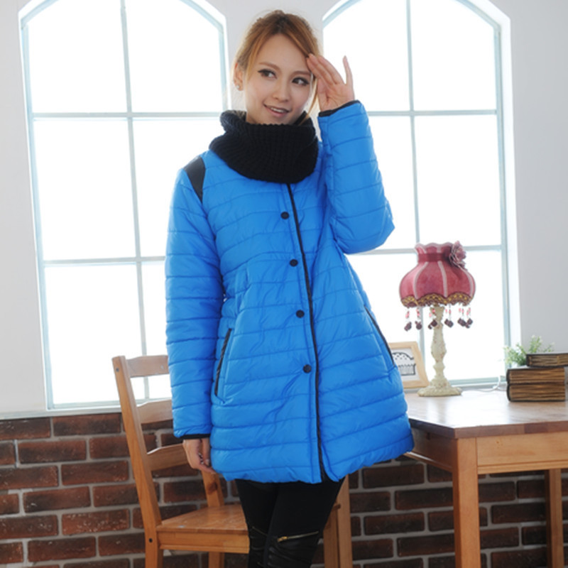 promotion! 2012 winter fashion patchwork maternity thermal wadded jacket belt muffler scarf s76d120 Free shipping