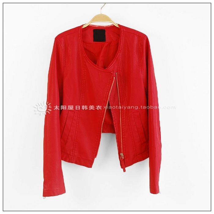 promotion 2012 winter women's new arrival slim small leather clothing outerwear PU leather jacket ch5-3 free shipping