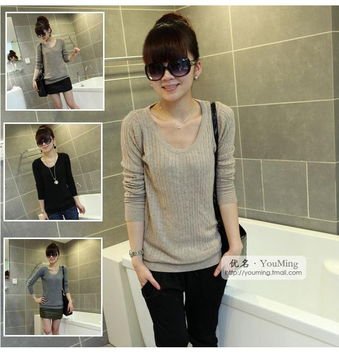 Promotion! 2012 Women's fashion elegant long sleeve o-neck cony hair knitted sweater/ladies' noble knitwear/shirt 55061