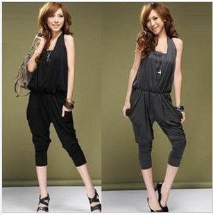 Promotion!!! 4colors Lady's Halter Design Blouse Jumpsuit Women  jumpsuits overall Harem pants v-neck Free shipping