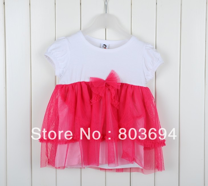 Promotion ! (5pcs/lot) girl b2w2 Short Sleeve t shirt chidren gauze tee free shipping  ST-600
