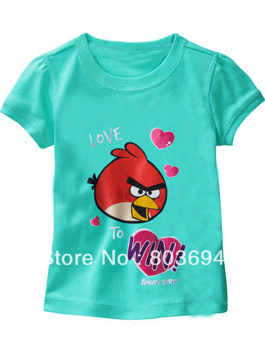 Promotion!5pcs/lot  New design short sleeve girl's t shirt children love to win ! tee 2021