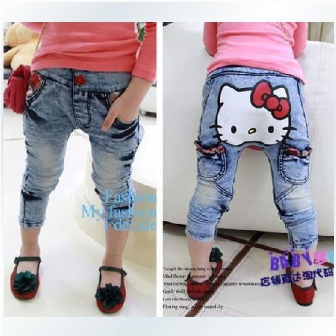 Promotion 5ps/lot 2012 spring of children's clothing jeans cowboy HELLO KITTY PP pants children's clothing Free shipping
