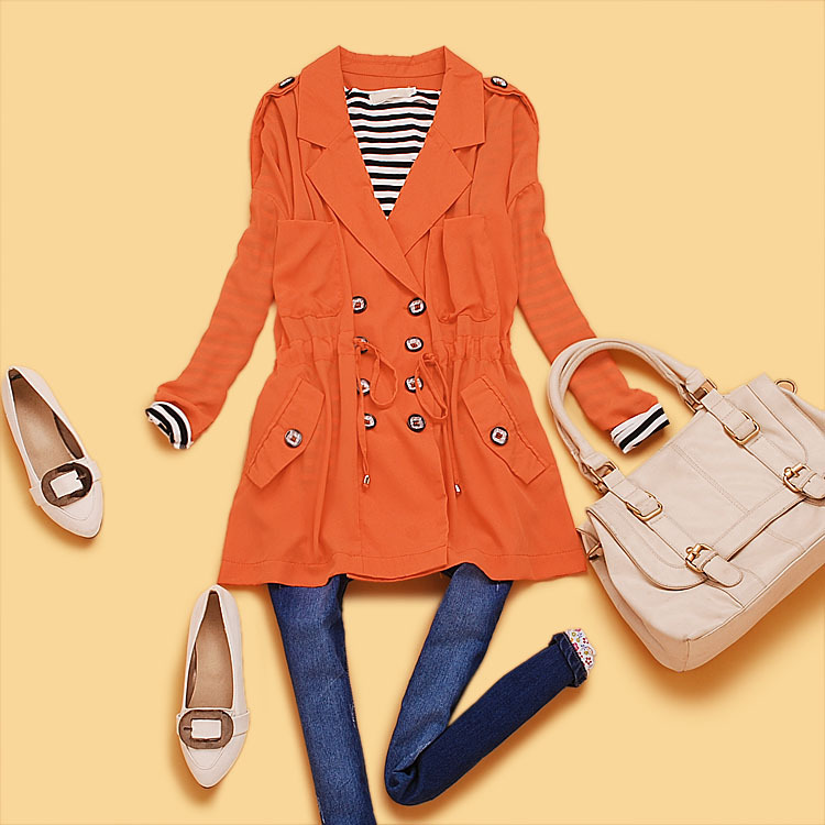 promotion! Ag1-2 2012 women's double breasted medium-long chiffon outerwear thin sun protection clothing