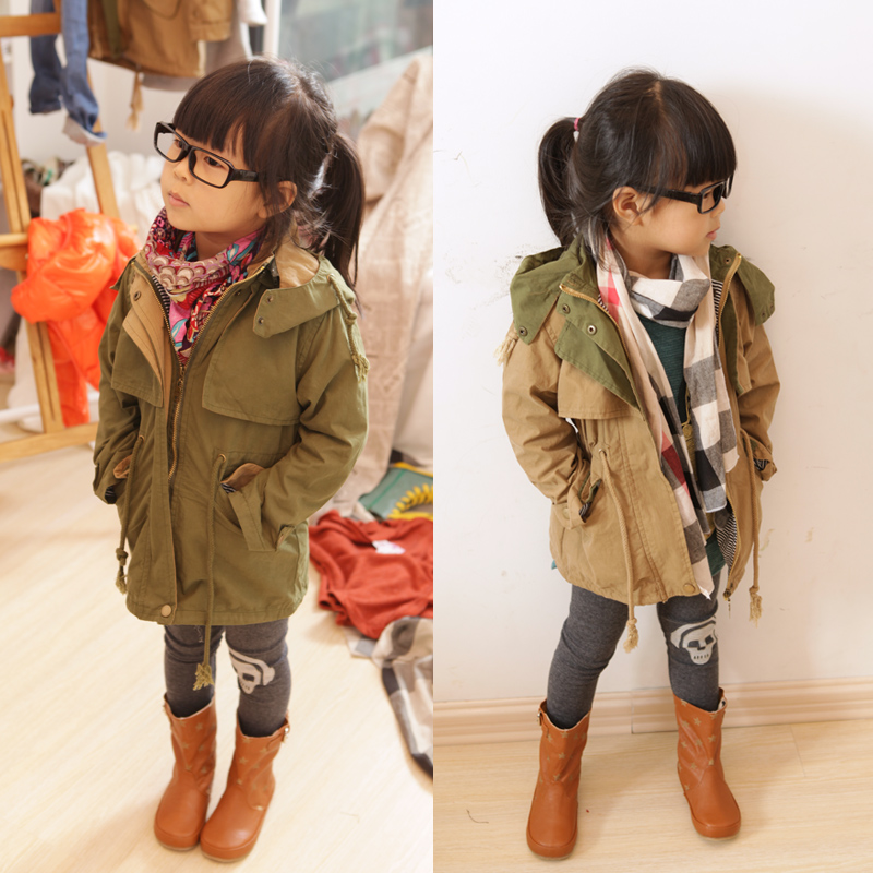 PROMOTION! Autumn 2012 children's clothing new arrival female child trench child military double layer clothes outerwear