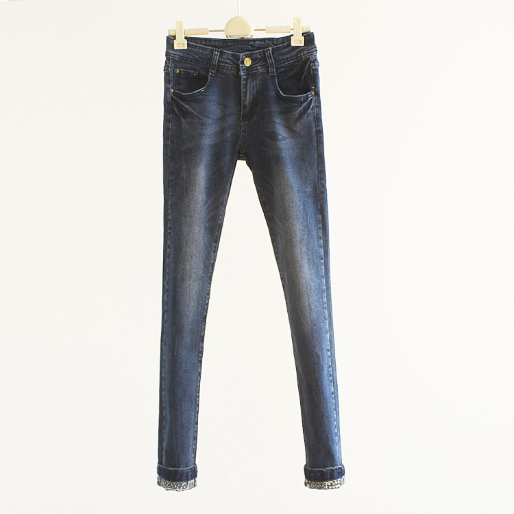 promotion! C3-2-3 autumn and winter roll up hem scratches trousers jeans 1606 free shipping