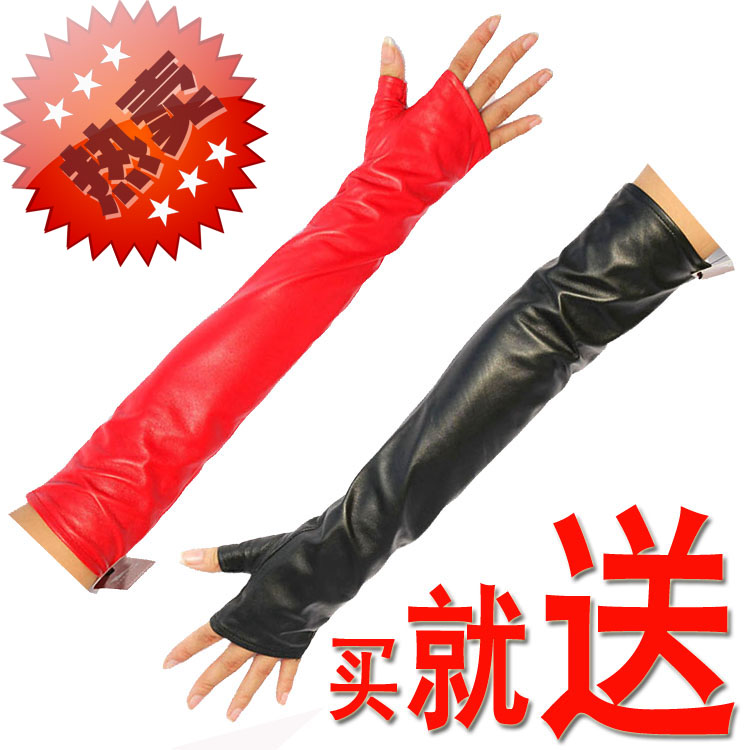 PROMOTION! Free Shipping! Autumn and winter women's ultra long genuine leather gloves sheepskin thermal