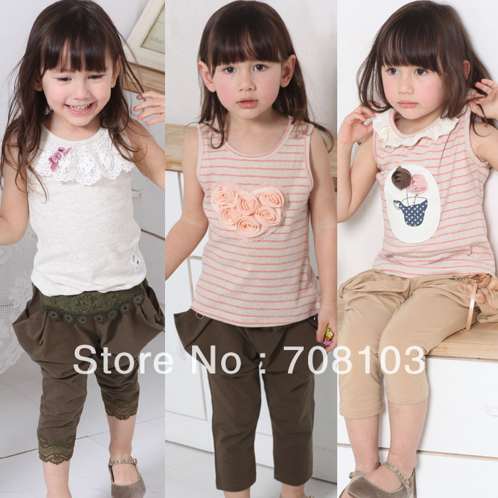 Promotion Free shipping children 2013 thread yarn dyed elastic vest for 2-6years t shirt