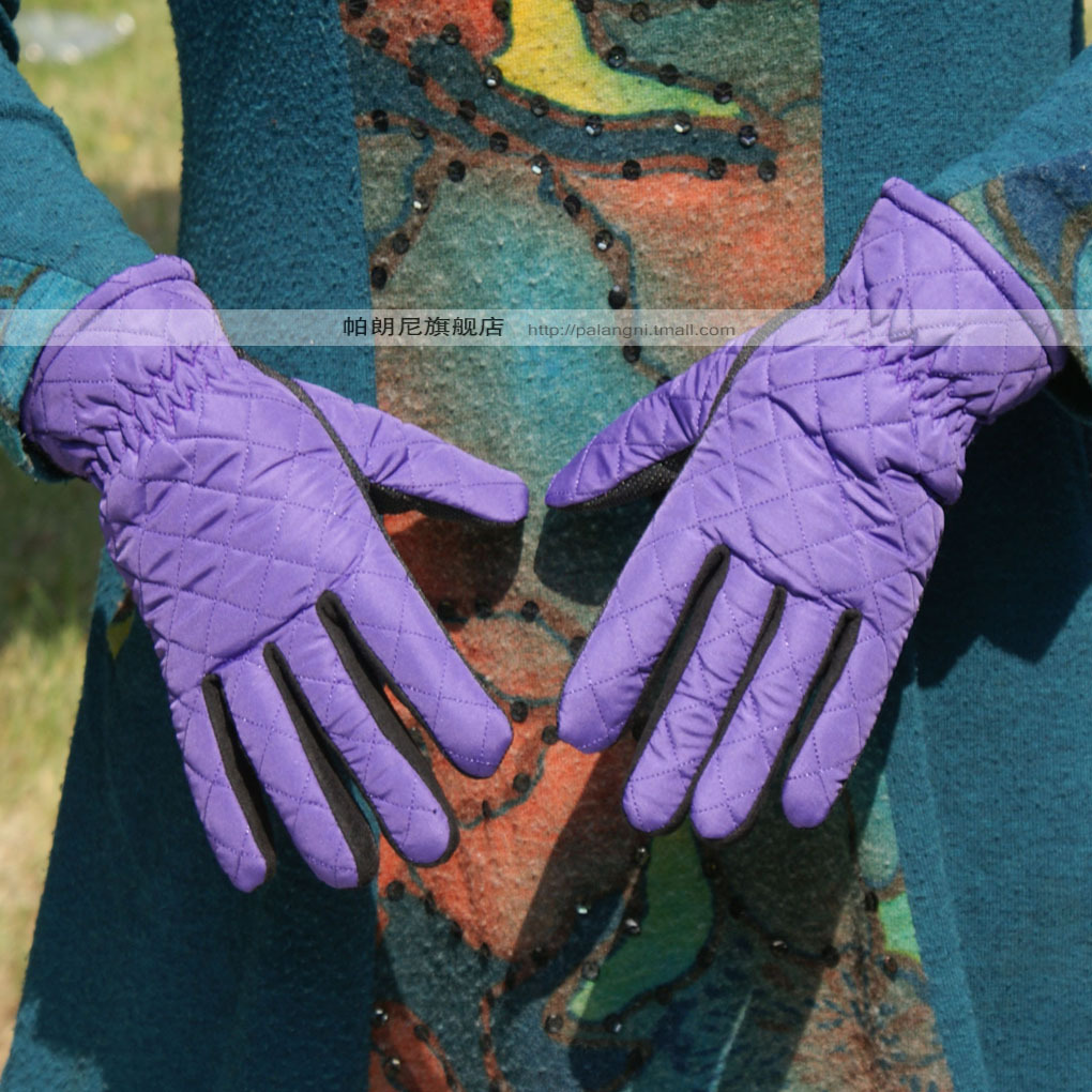 PROMOTION! Free Shipping! Cotton leather gloves women's lint winter thermal fashion gloves