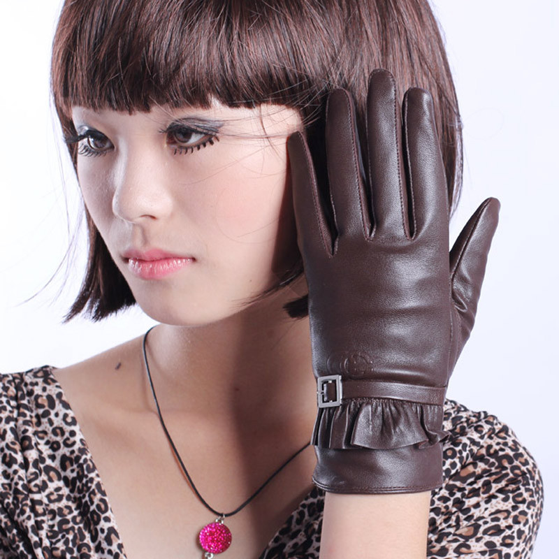PROMOTION! Free Shipping! Genuine leather gloves women's quality suede gloves winter fashion thermal