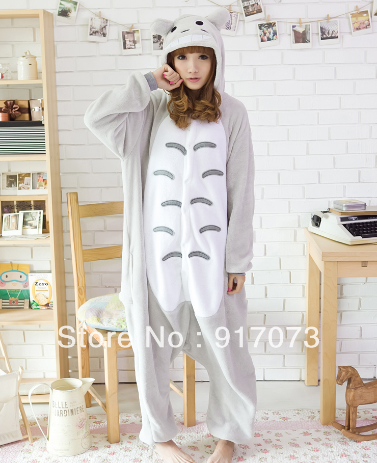 Promotion!!! Free shipping wholesale Kigurumi Pajamas zipper toilet Cosplay Costume Adult Garment fleece stitch cartoon Totoro