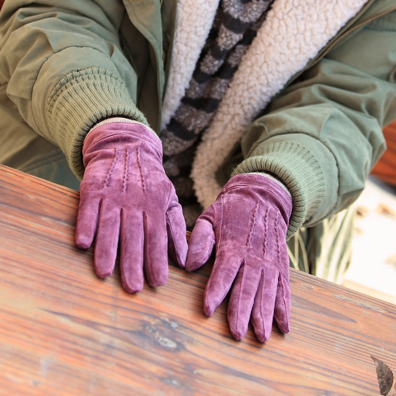 PROMOTION! Free Shipping! Women's pigskin gloves suede leather lovers design thermal fashion autumn and winter