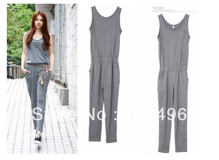 Promotion!Free shippingKorean version of women's knitted pants / jumpsuit pink cherry red M