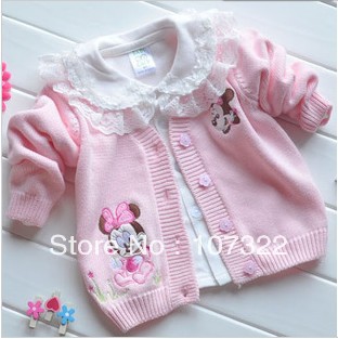 promotion Girl's cartoon coat children cardigan overcoat baby outwears fleece sweater baby cotton thread sweater 601019