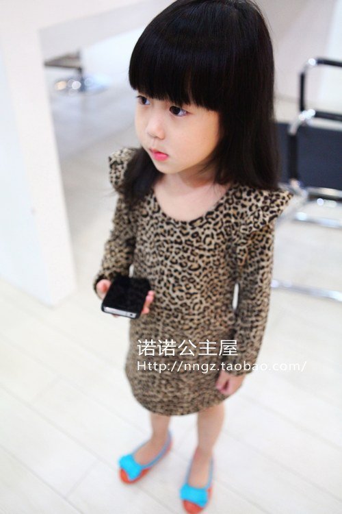 PROMOTION !!!high quality 15% off 2012 awesome ladies wind leopard bottoming vest network explosion dress for4-12year girl
