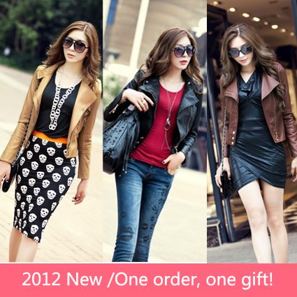 promotion!High quality! 2012 Autumn New  Women's fur clothing Leather Jacket  sexy Slim Ladies PU leather Coat Outerwear 1134