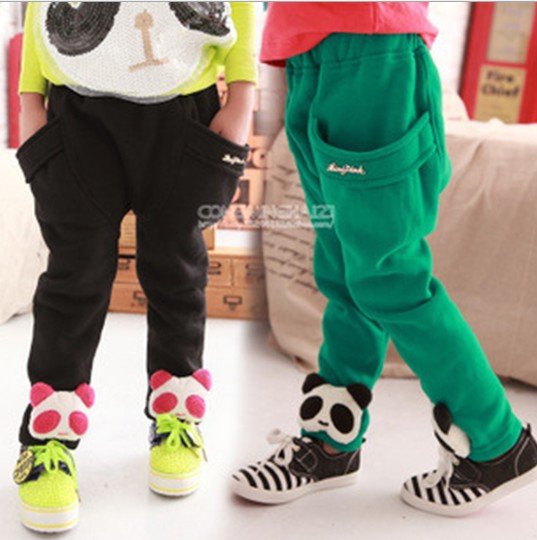 PROMOTION !  high quality Cartoon panda head children's autumn and winter cotton thickened leisure pants warm girls leggings