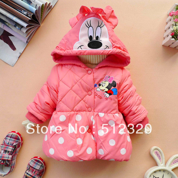 Promotion in stock Retail (1PC)  hot sale baby clothing girl's minnie mouse children clothing baby winter coat pink free shippng