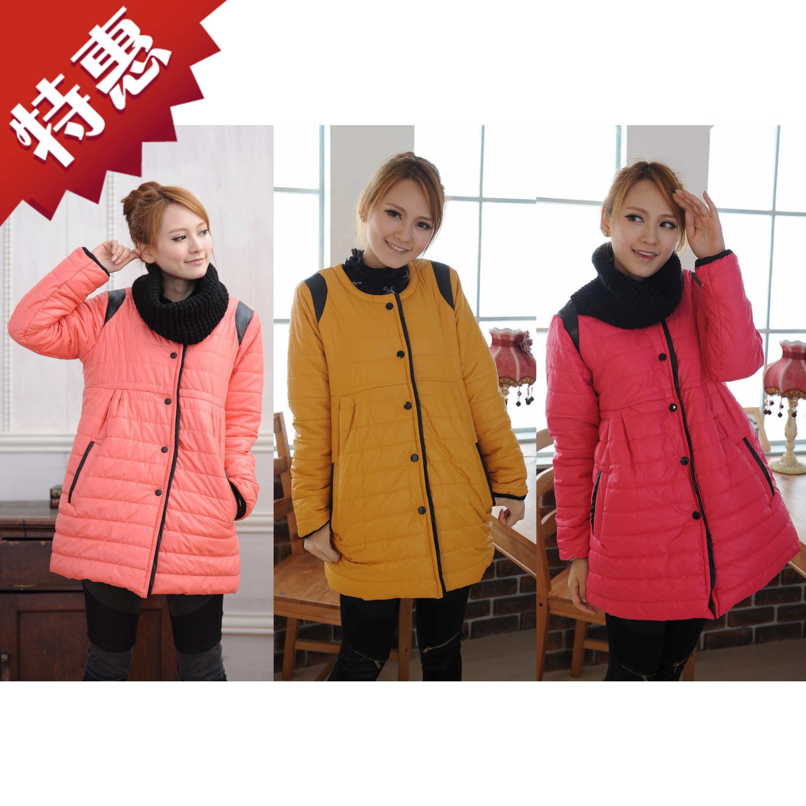 promotion! Maternity wadded jacket 2012 thickening plus size sets overcoat top fashionable casual muffler scarf Free shipping
