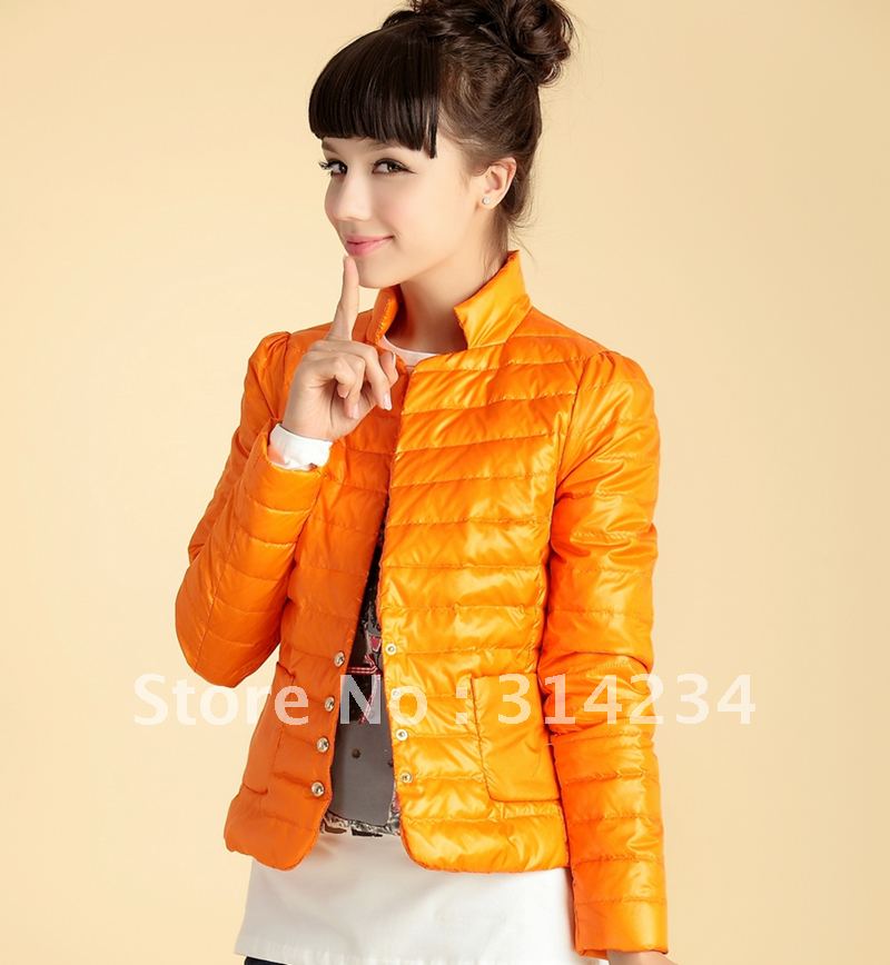 Promotion!New arrvial 2012 autumn&winter high quality glossy slim women's short design down jacket lazer M to XXL free shipping