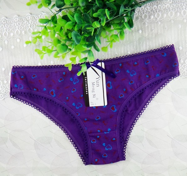 Promotion purple women sexy underwear lady panties bikini underwear lingerie pants intiamtewear cotton underpants 5pcs/lot