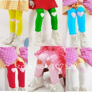 Promotion! Wholesale 10 designs children leggings heart girls tights baby bottoming trousers 5PCS/LOT 570011