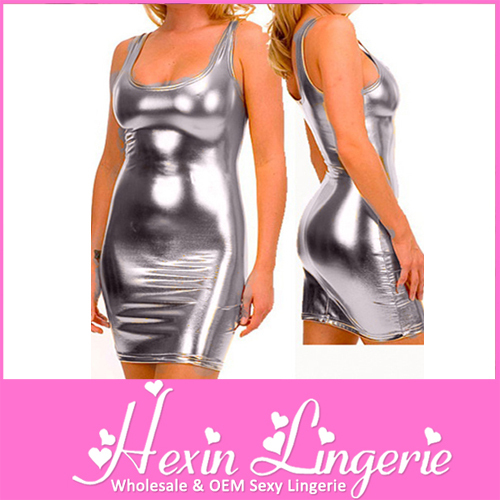 Promotion! Wholesale / Retail Women's One Piece Sexy Silver Clubwear Dress LB3018