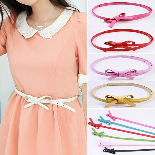 Promotion women's candy color   fashion PU leather belt,bowknot thin string belts  for women,11 colors Free shipping,JB-14