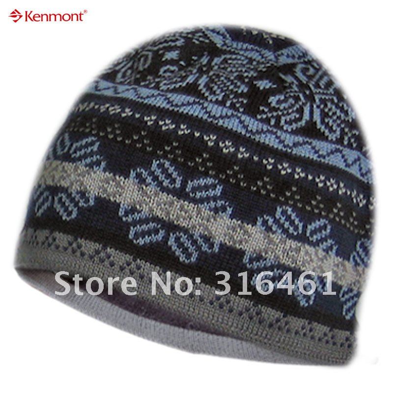 Promotional brand wool beanie hat, jacquard knit winter hat, KM 0626-13 Navy Blue hut