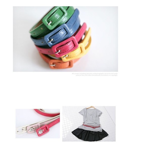 Promotional ! F04101 Fashion All-match Candy Color PU leather Waistband Belt Square buckle Thin Skinny Girdle For Lady Woman