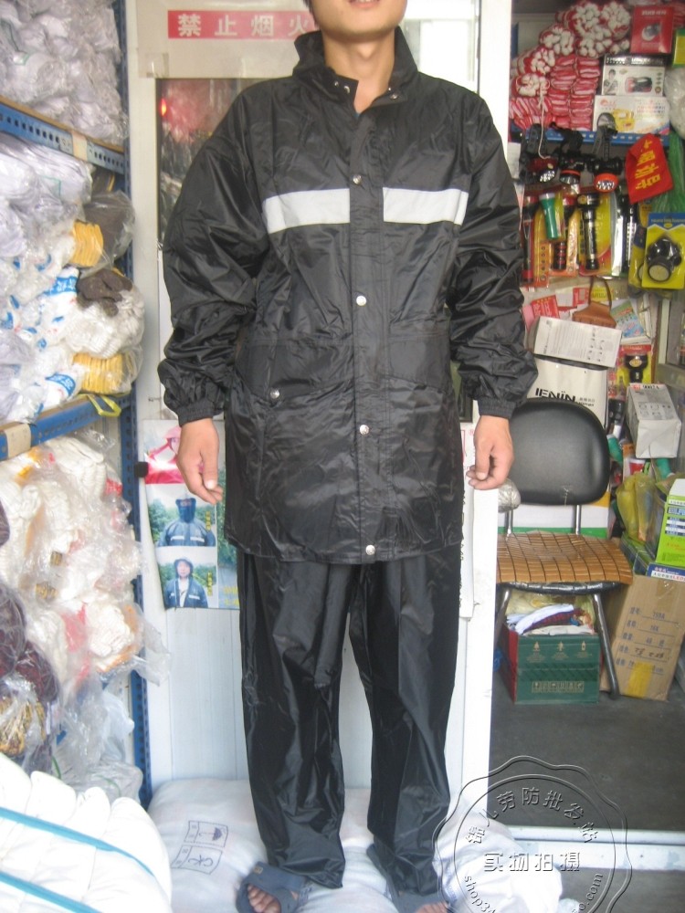 Protective raincoat navy blue double layer split set raincoat tape reflective strip breathable Size