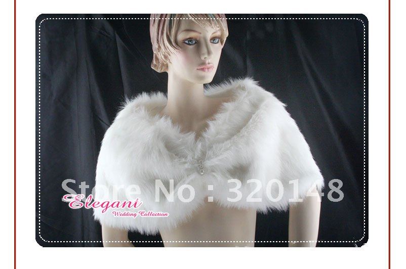 PS31006L Ivory Luxurious Pearls Special Occasion Plush Fur Wraps free shipping