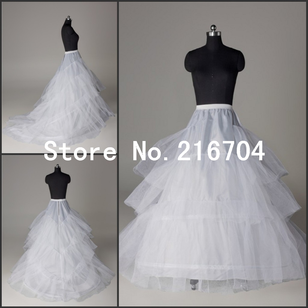 PT011 Luxury White Court Train Layers Cheap Fluffy Weddinng Bridal Petticoats