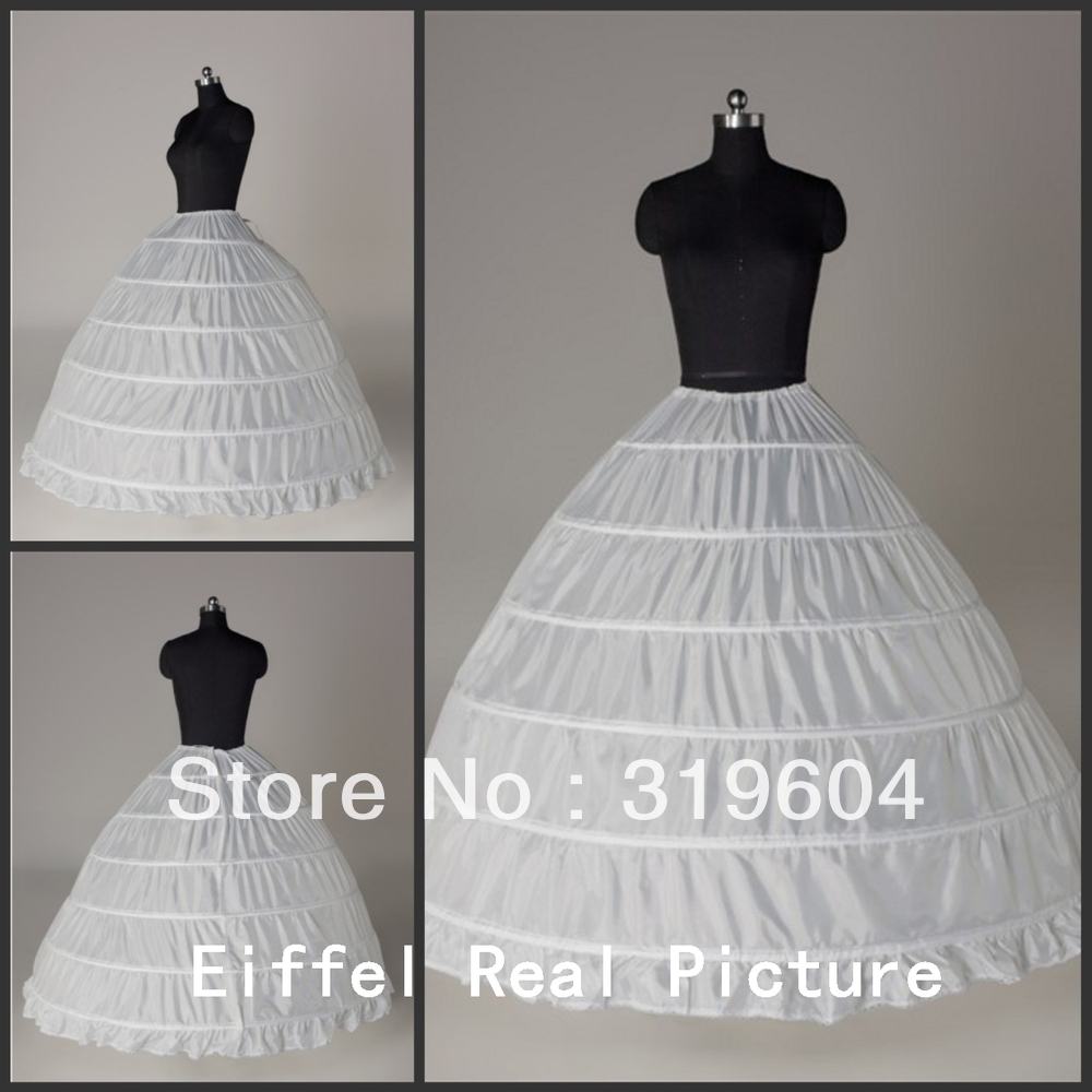 PT013 High Quality White Ball Gowns With 6 Hoops Long Length Organza Petticoats