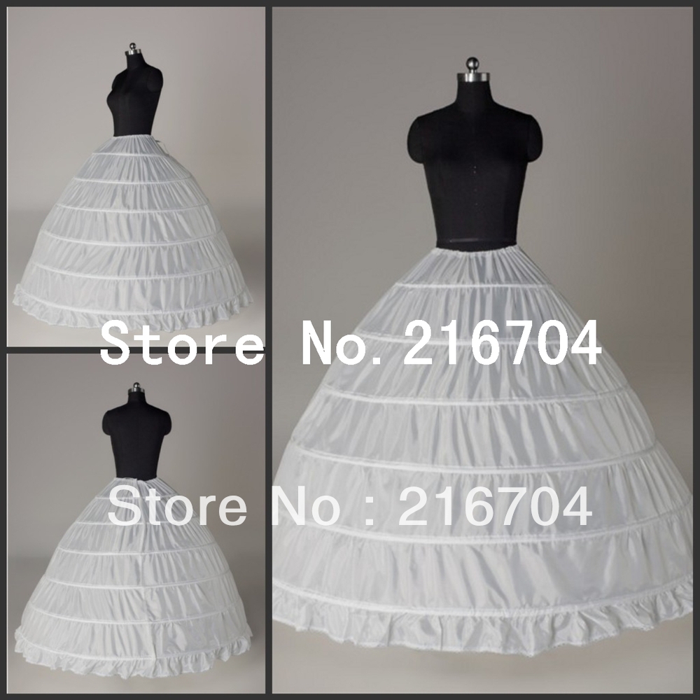 PT013 Newest Wedding Accessories White Six-Hoops Bone Long Length Ball Gown Bridal Petticoats