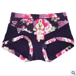 pt020 hot sell 10pcs/lots soft comfortable bamboo fiber smooth printing peony sexy lace flower decoration mix color mid waist
