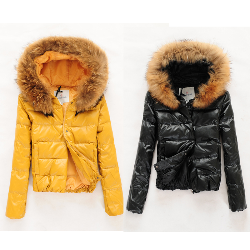 PU down female fur collar down  thickening down coat female