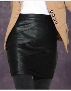 PU Leather Black Fashion Sexy OL Lady Mini Short Skirts Free Shipping!!!