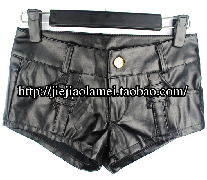 PU shorts sexy costume ds hip-hop shorts women's ultra-short leather pants shorts