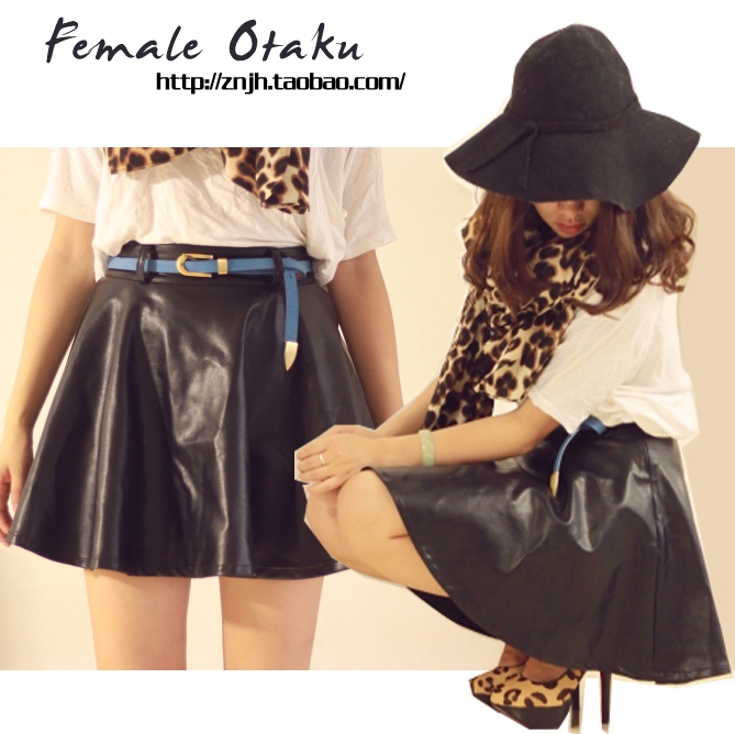 PU skirt genuine leather skirt water washed leather skirt short skirt bust skirt dress puff skirt