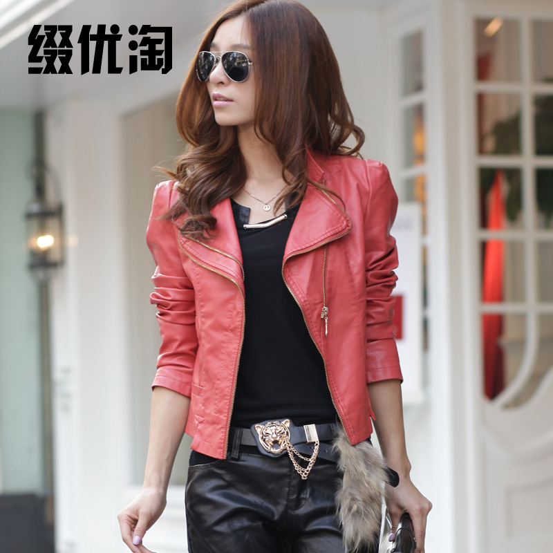 PU small leather clothing outerwear short design slim women's 2013 spring women's fashion