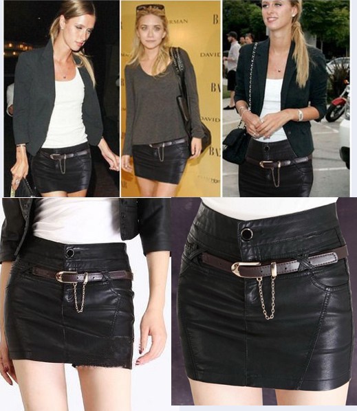 PU801 Free shipping 2013 Women European and American fashion PU leather skirt sexy package hip skirts