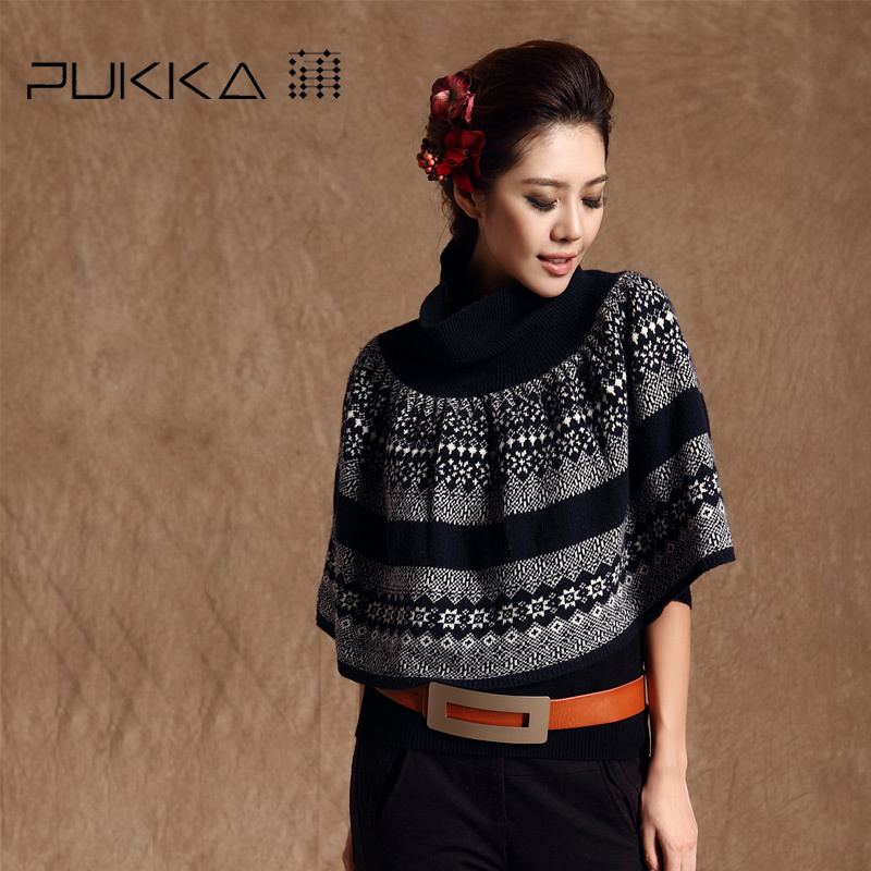 Pudeng 2012 winter new arrival sweater women's double collar sleeveless cloak cape wool knitted shawl