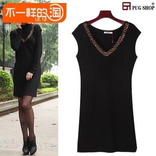 Pugshop2012 fashion brief decoration noble sleeveless vest one-piece dress women's