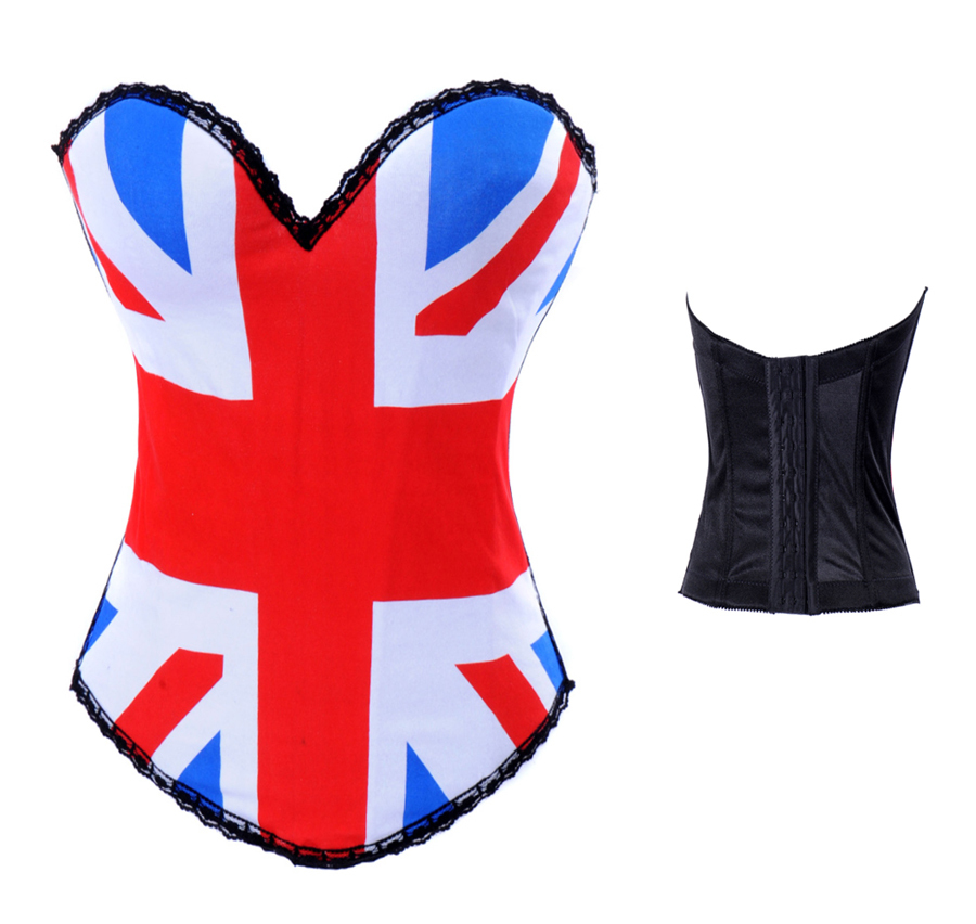 Punk royal body shaping back hanging buckle national flag print table costume
