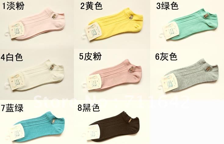 Pure color woman pure cotton socks stealth ship socks