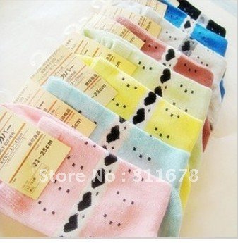 Pure cotton candy color lovely peach heart dot stockings in tube socks stockings