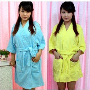 Pure cotton towel bathrobe lovers style of brief paragraph household to take 100% towel bathrobe nightgown pajamas of thin
