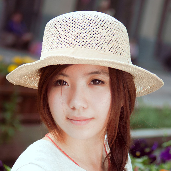Pure hand-woven flat hat strawhat women's straw braid hat
