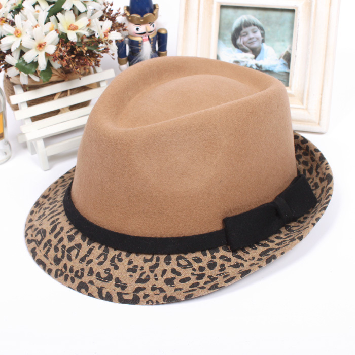 Pure wool fashion fedoras casual fashion butterfly jazz hat leopard print female general